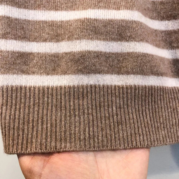 Joie Striped Wool Cashmere Blend Tight Knit Scoop Neck Classic Pullover Sweater - Picture 5 of 10